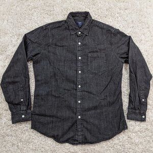 J Crew Denim Button Up Shirt Men Medium Black A38